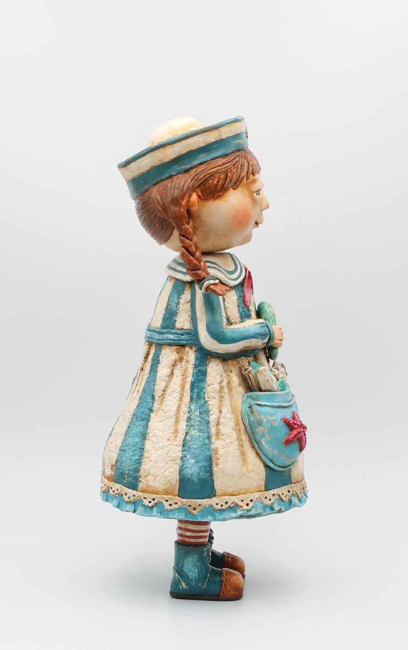 Handmade Coralie Tidepocket Art Doll from paper clay.