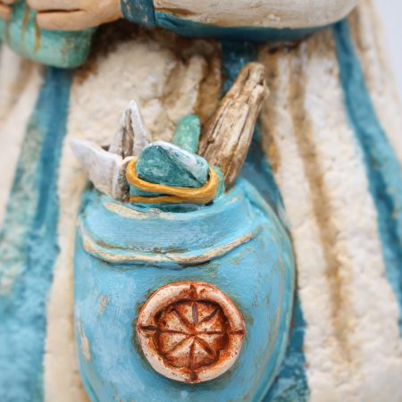 Handmade Coralie Tidepocket Art Doll from paper clay.