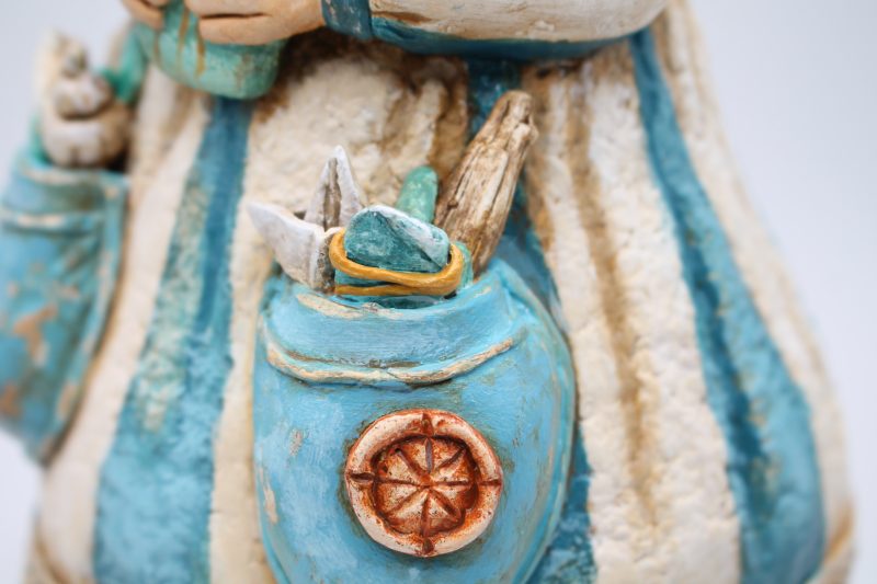 Handmade Coralie Tidepocket Art Doll from paper clay.