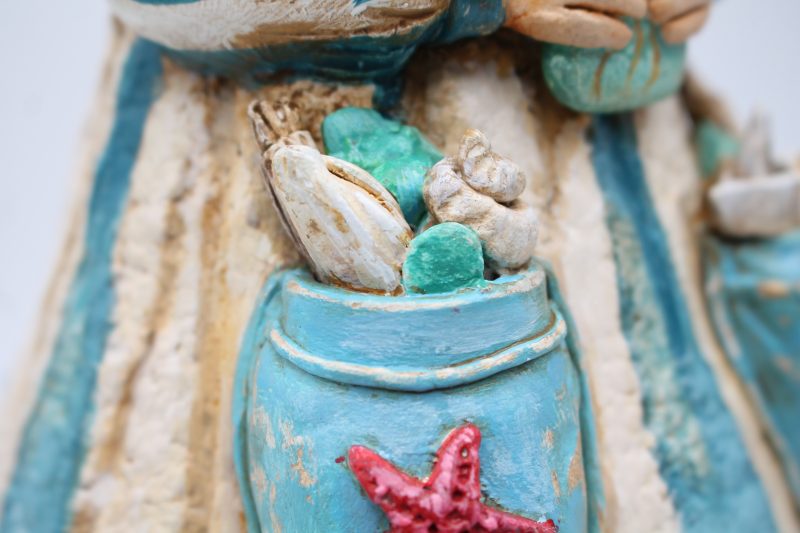 Handmade Coralie Tidepocket Art Doll from paper clay.