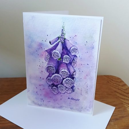 Foxglove Watercolour Handpainted Greetings Card with Envelope