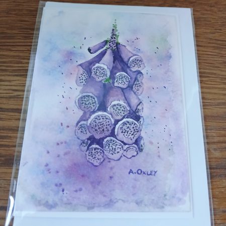 Foxglove Watercolour Handpainted Greetings Card with Envelope
