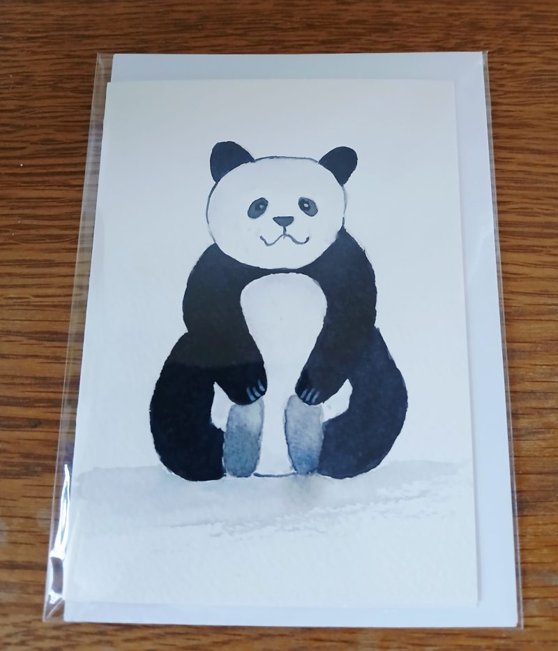 Hand-Painted Watercolour Panda Greeting Card with Envelope