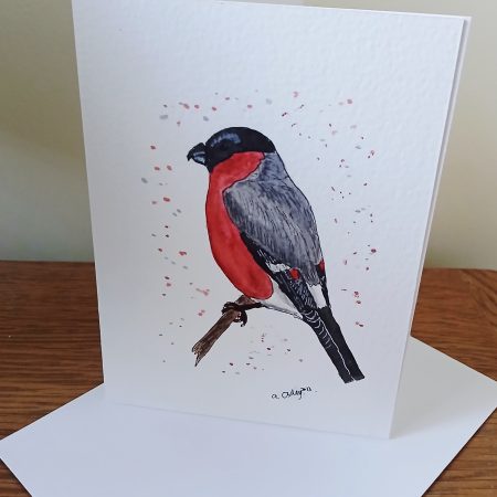 Handpainted Bullfinch Watercolour Greetings Card with Envelope