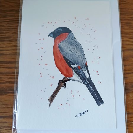 Handpainted Bullfinch Watercolour Greetings Card with Envelope