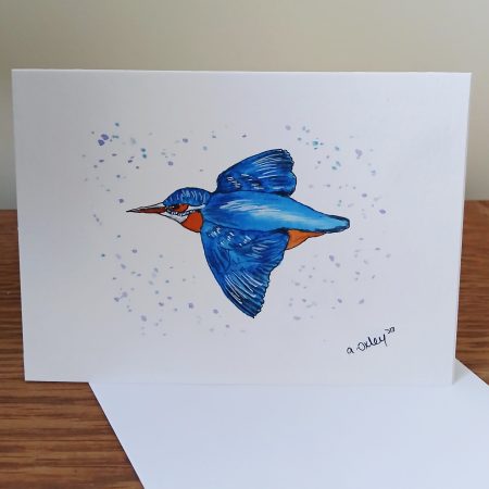 Handpainted Kingfisher Watercolour Greetings Card with Envelope