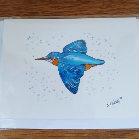 Handpainted Kingfisher Watercolour Greetings Card with Envelope