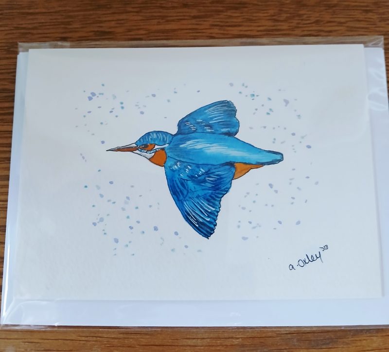 Handpainted Kingfisher Watercolour Greetings Card with Envelope