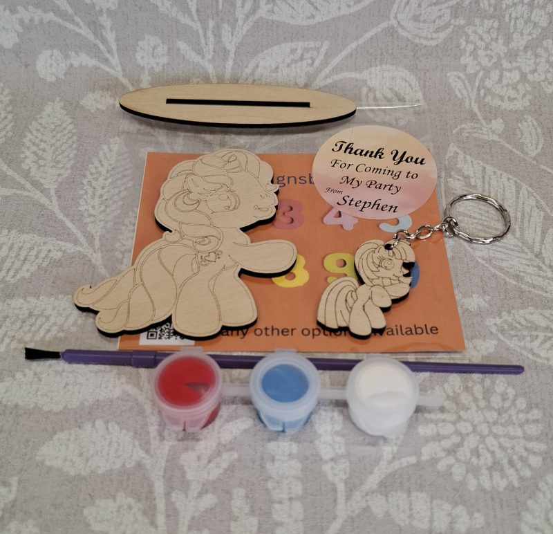 Paint your Own Cute Pony, Personalised Individual Party Packs, Paintable Wood Figures