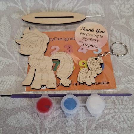 Paint your Own Cute Pony, Personalised Individual Party Packs, Paintable Wood Figures