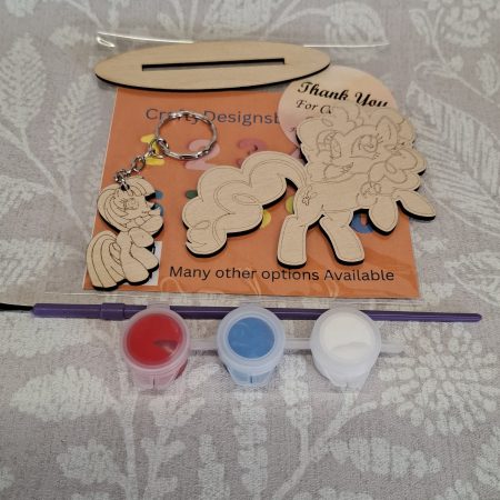 Paint your Own Cute Pony, Personalised Individual Party Packs, Paintable Wood Figures