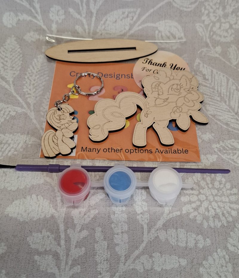 Paint your Own Cute Pony, Personalised Individual Party Packs, Paintable Wood Figures