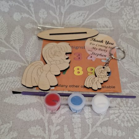 Paint your Own Cute Pony, Personalised Individual Party Packs, Paintable Wood Figures