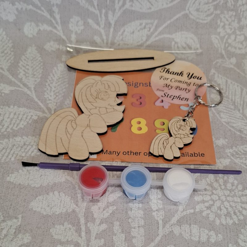Paint your Own Cute Pony, Personalised Individual Party Packs, Paintable Wood Figures