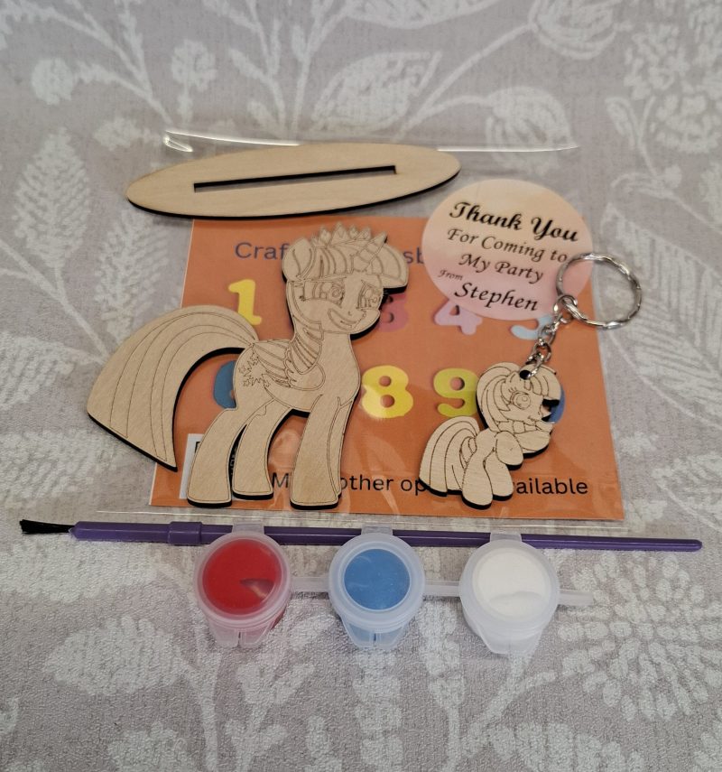Paint your Own Cute Pony, Personalised Individual Party Packs, Paintable Wood Figures