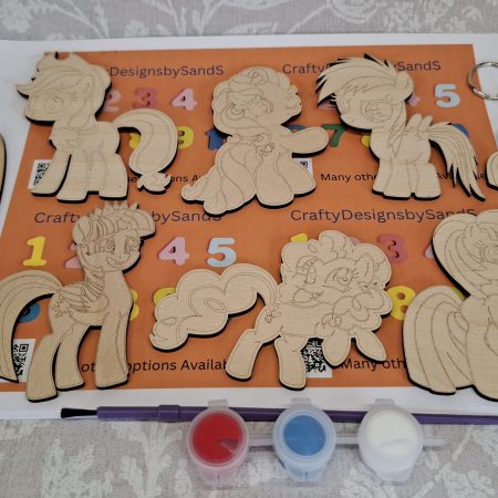 Paint your Own Cute Pony, Personalised Individual Party Packs, Paintable Wood Figures