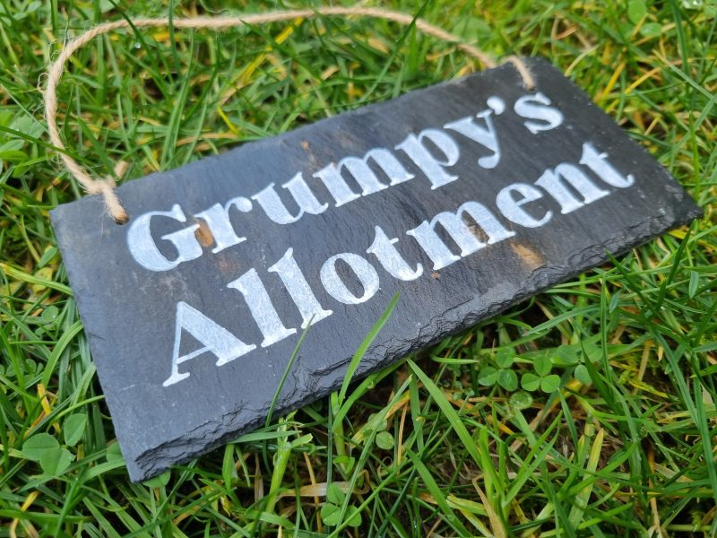 Hand Painted Reclaimed Slate Sign - Grumpy's Allotment, Garden, Greenhouse, Shed, vegetable Patch, Workshop