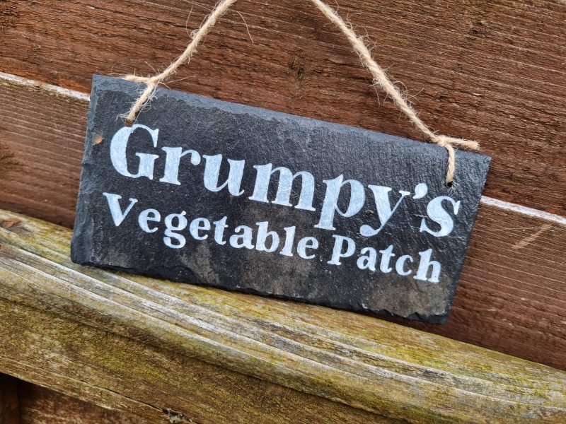 Hand Painted Reclaimed Slate Sign - Grumpy's Allotment, Garden, Greenhouse, Shed, vegetable Patch, Workshop