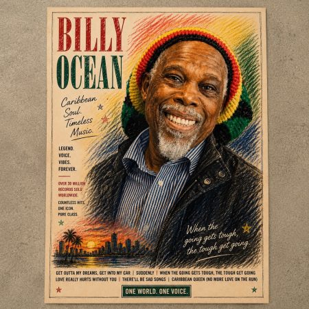 Billy Ocean Inspired Music Art Print – Colour Pencil Style Poster – A4 Wall Art – Retro Music Inspired Artwork