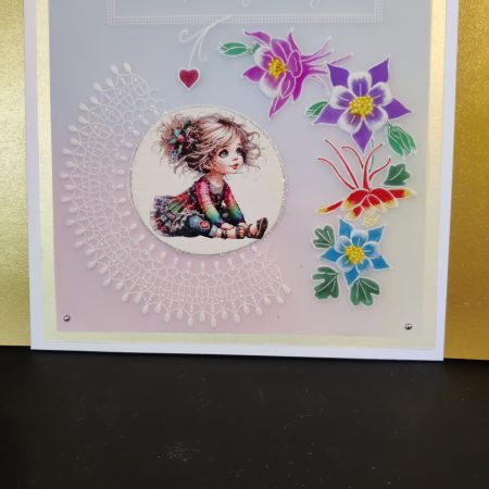 Handcrafted Birthday card for Granddaughter 8" x 8" with unique design