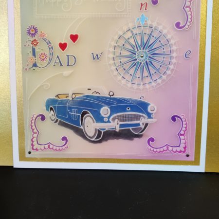 Handcrafted Birthday card for Father 8" x 8" with unique design