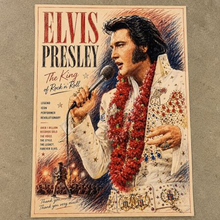 Elvis Presley Inspired Music Art Print – Colour Pencil Style Poster – A4 Wall Art – Rock and Roll Inspired Artwork