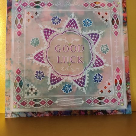 Handcrafted greetings card 8" x 8" with unique design Good Luck