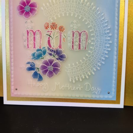 Handcrafted greetings card 8" x 8" with unique design Mothers day