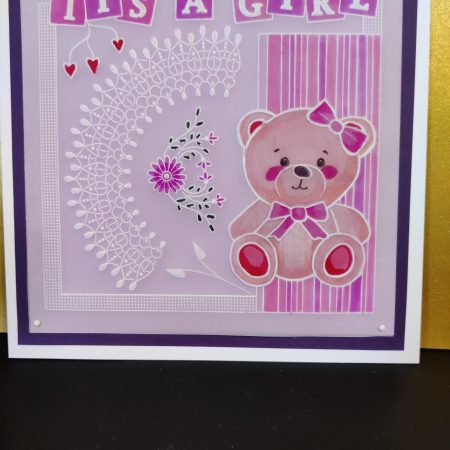 Handcrafted card 8" x 8" with unique design Baby Girl