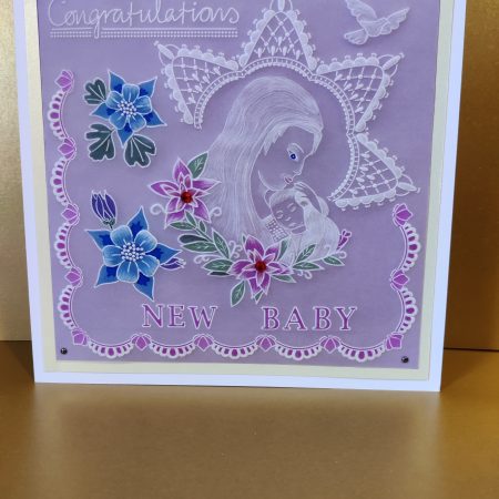 Handcrafted card 8" x 8" with unique design New Baby