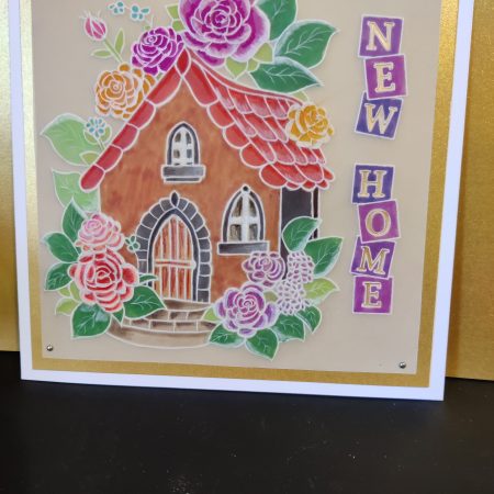 Handcrafted card 8" x 8" with unique design New Home