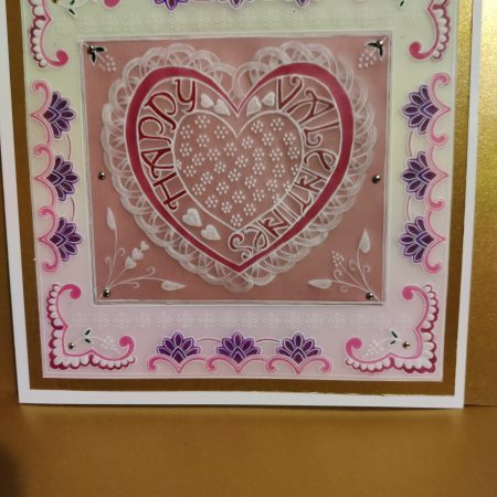Handcrafted card 8" x 8" with unique design Happy Valentines