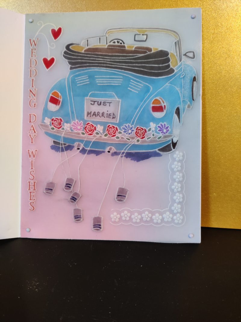 Handcrafted bell shape cut away greetings card