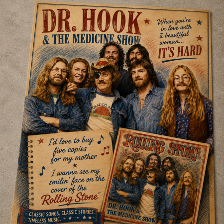 Dr. Hook & The Medicine Show Inspired Music Art Print – Colour Pencil Style Poster – A4 Wall Art – Classic Rock Inspired Artwork