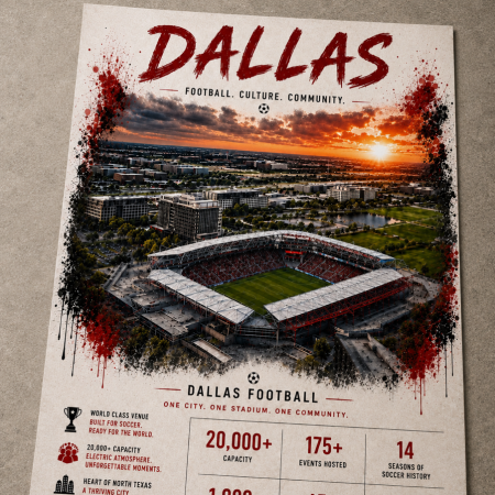 Dallas Football Stadium Inspired Art Print – A4 Stadium Wall Art – Texas Football Culture Poster – Sports Venue Artwork