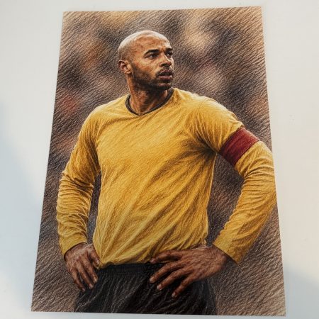 Thierry Henry Inspired Football Art Print – Colour Pencil Legend Edition – A4 Sports Wall Art