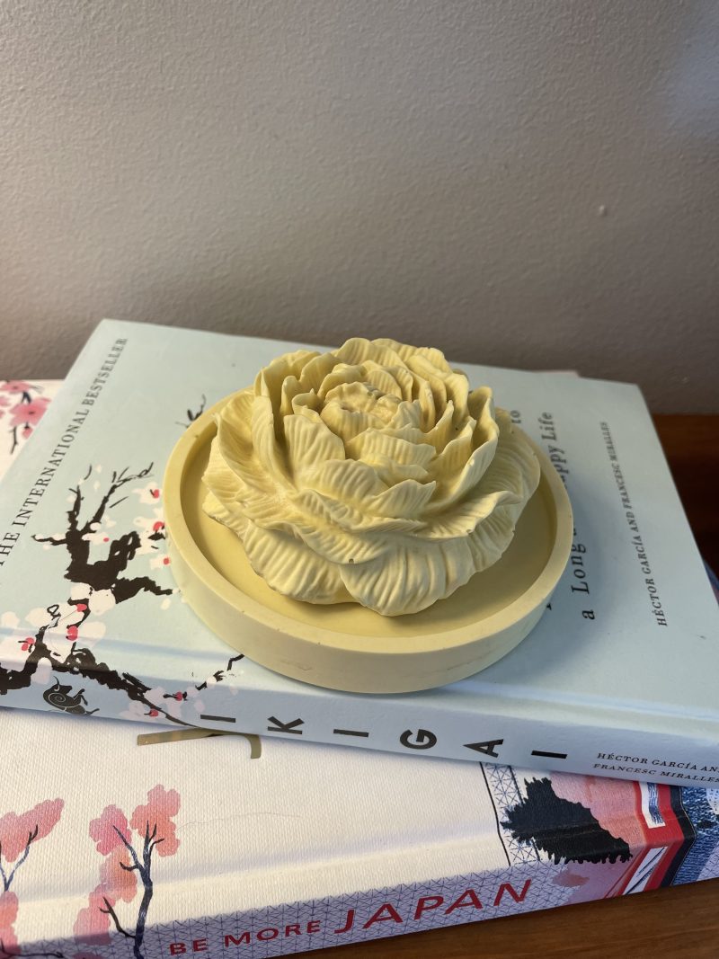 Scented peony eco-resin aroma stone passive diffuser on coaster