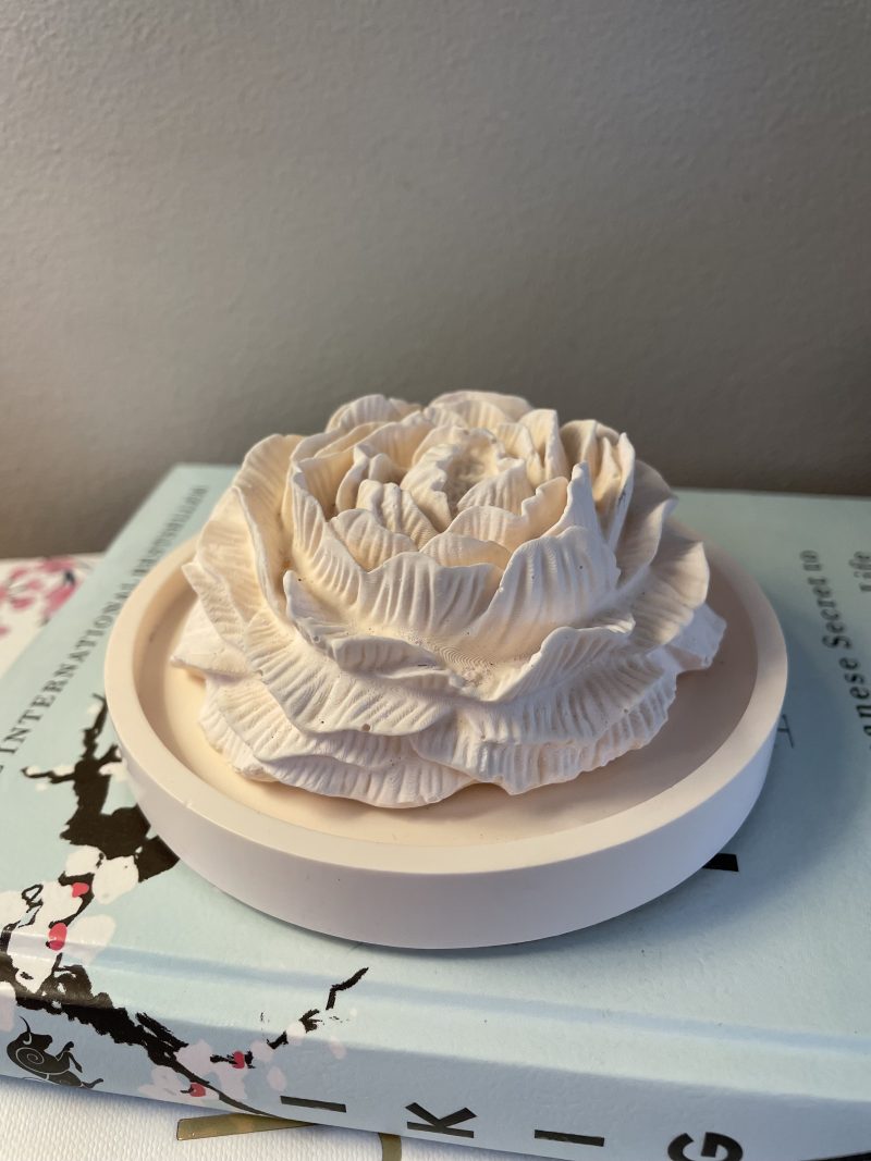 Scented peony eco-resin aroma stone passive diffuser on coaster