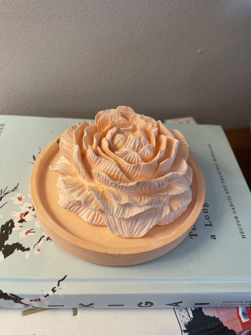 Scented peony eco-resin aroma stone passive diffuser on coaster