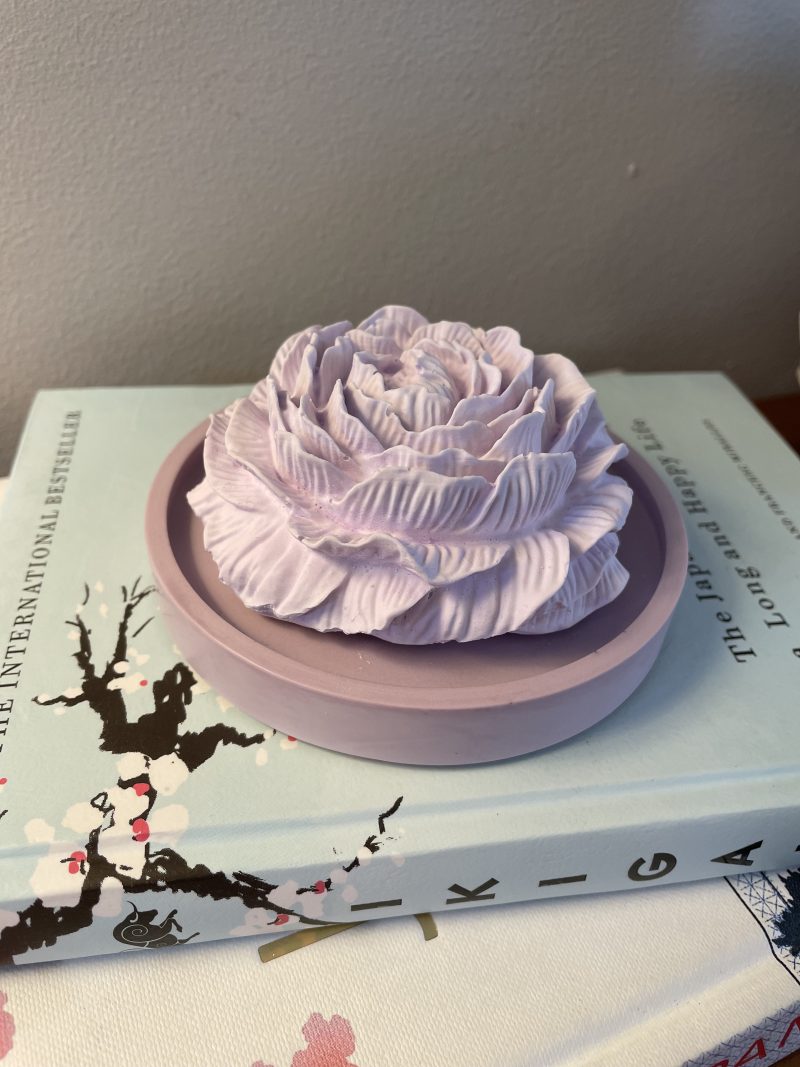 Scented peony eco-resin aroma stone passive diffuser on coaster
