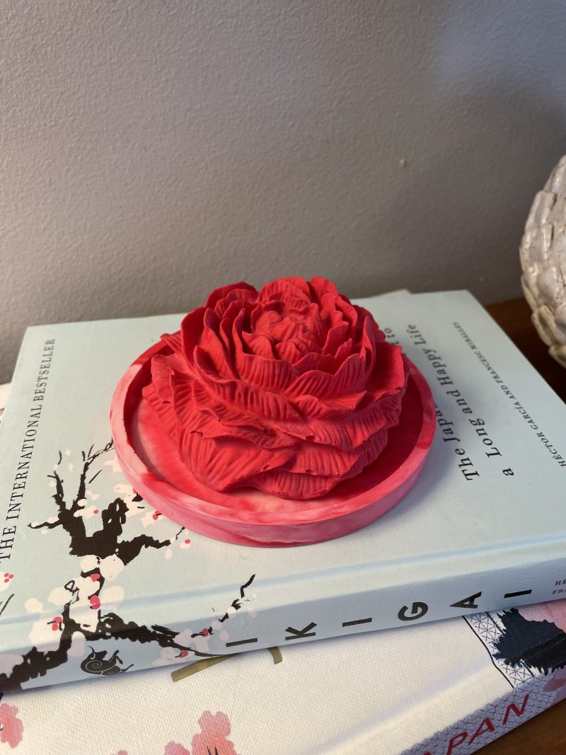 Scented peony eco-resin aroma stone passive diffuser on coaster