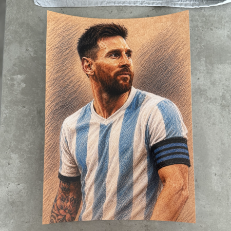 Lionel Messi Inspired Colour Pencil Football Art Print – A4 Sports Wall Art – Argentina Captain Portrait