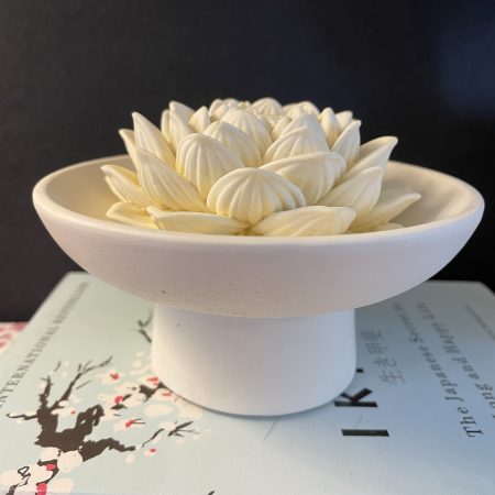 Aromastone lotus passive diffuser on pedestal dish