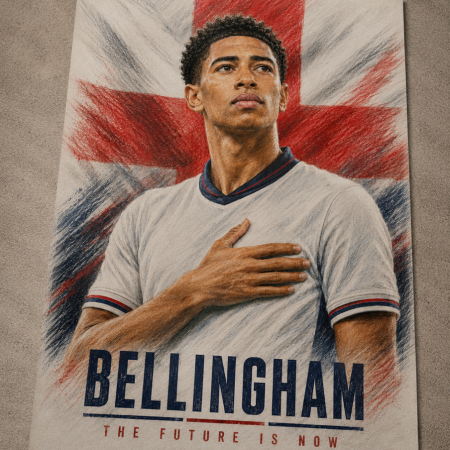 Jude Bellingham Inspired Football Art Print – A4 Sports Wall Art – England Inspired Poster