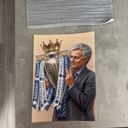 Football Manager Inspired Colour Pencil Art Print – A4 Sports Wall Art – Special One Inspired Illustration