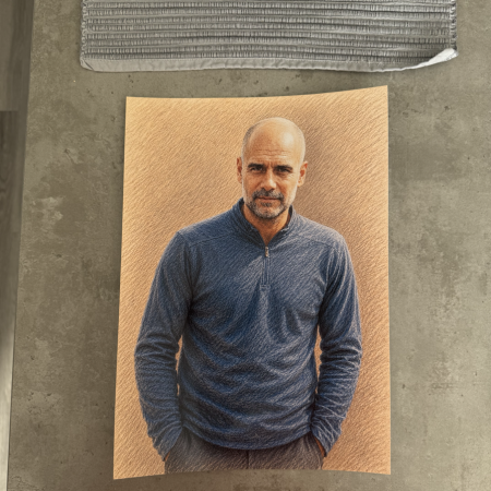 Pep Guardiola Inspired Colour Pencil Art Print – A4 Football Manager Wall Art