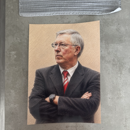 Sir Alex Ferguson Inspired Colour Pencil Art Print – A4 Football Manager Wall Art