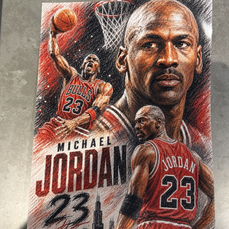 Michael Jordan Inspired Basketball Art Print – A4 Sports Wall Art – Colour Pencil Style Poster