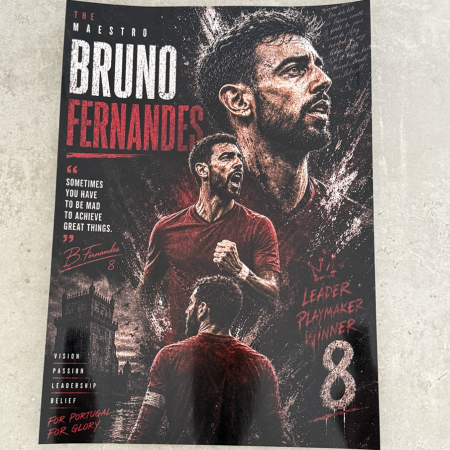 Bruno Fernandes Inspired Football Poster Print – A4 Sports Wall Art