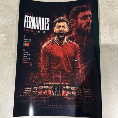 Manchester United Inspired Poster Bundle | Bruno Fernandes, Joshua Zirkzee and Mason Mount | A4 Wall Art Set